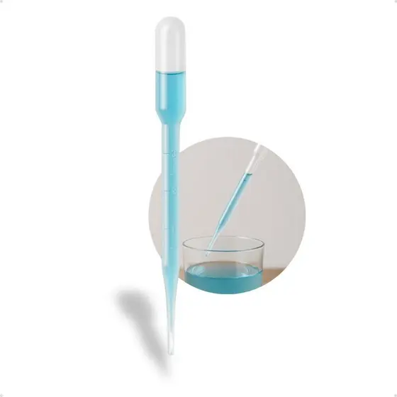 Pipeta Pasteur Conta Gotas Plástica Medicinal Resistente Multiuso 3ml Marcador Medidor- 10 Unidades