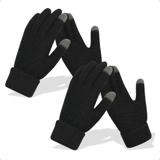 Luvas Touch Screen Kit De Frio 2 Pares Inverno Lã Térmica Celular Tablet Confortável Resistente