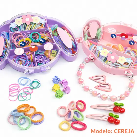 300 Unidades Elásticos de Cabelo Coloridos Mistos Com Clipes Para Penteados Com Bolsa, Alça Infantil
