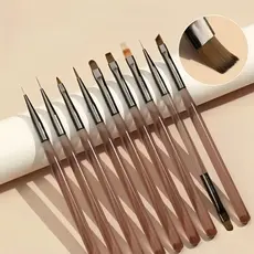 Kit 9 Pincéis Para Arte De Unhas Conjunto De Ferramentas Desenho De Polimento De Gel