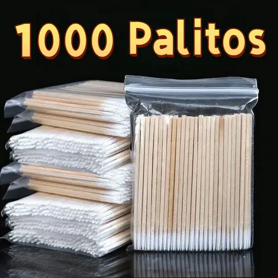 Kit 100/1000 Palitos Com Algodão De Limpeza Alinhamento Henna Micropigmentação Unha Boca