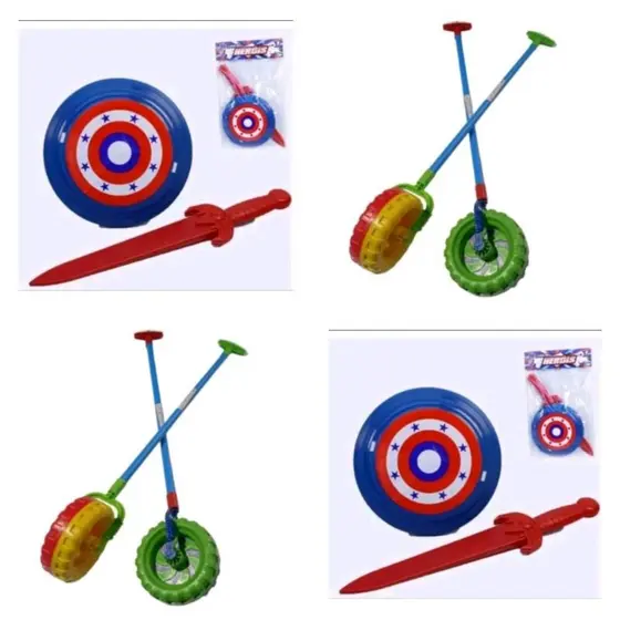 Kit 2 BRINQUEDOS SENDO Escudo e Espada Heróis - Brinquedo Infantil+Gira Gira para Bebê - 62cm Brinquedo