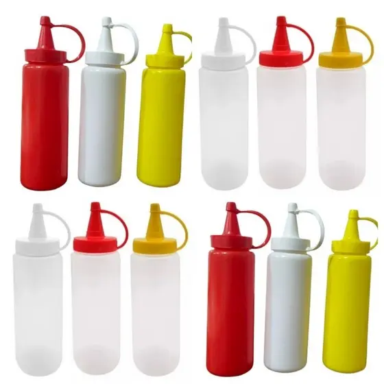 Kit 6 Bisnagas Para Molho 200Ml Embalagem Ketchup Mostarda Maionese Reutilizável