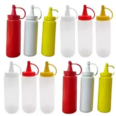 Kit 6 Bisnagas Para Molho 200Ml Embalagem Ketchup Mostarda Maionese Reutilizável