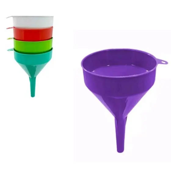 KIT 3 UNIDADES Funil Plástico Para Uso Doméstico Médio Cores Sortidos