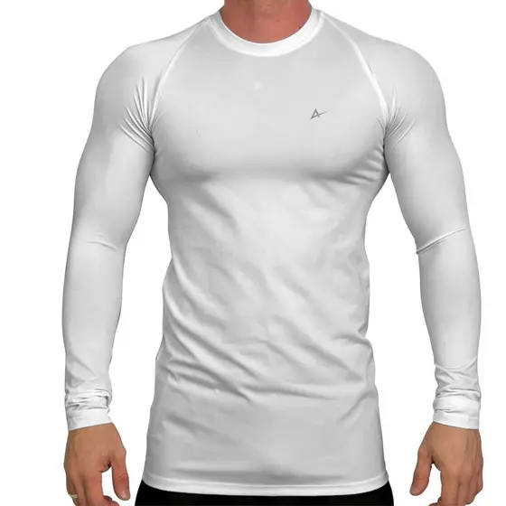 Blusa Compressão Masculina Lisa Branca Manga Longa