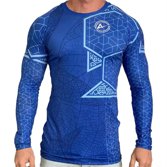 Blusa Compressão Masculina Blue Leaf Manga Longa