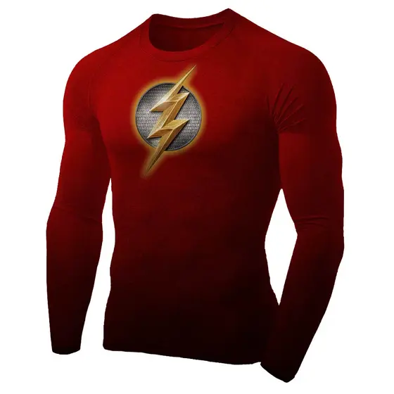 Blusa Compressão Masculina Flash Vermelha Manga Longa