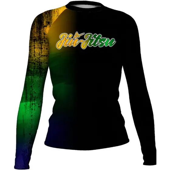 Blusa Compressão Feminina Jiu Jitsu Brasil Manga Longa