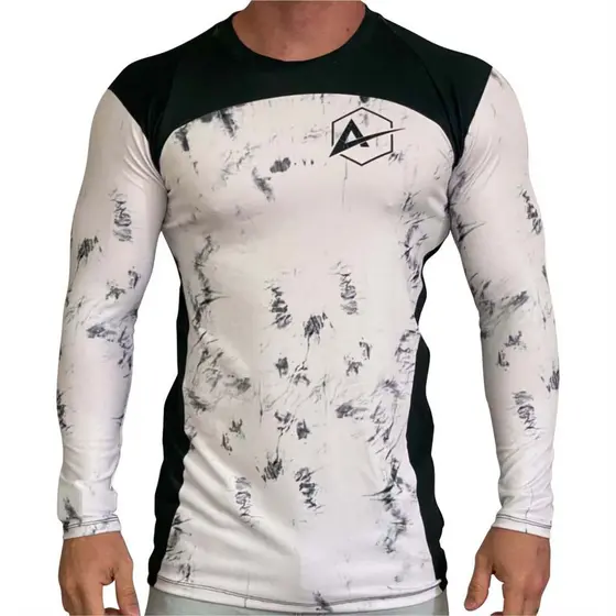 Blusa Compressão Masculina Picture Black and White Manga Longa