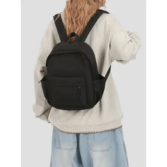 Mochila Feminina Simples Pequena Bolsa Anti-Furto Escolar Grande Nylon Reforçada Notebook Unisex 12002/6