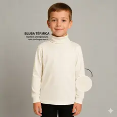 Blusa de Frio Termica sem pelúcia Infantil Manga Longa Unissex 100% Algodão Quentinha Imverno Básica Unissex