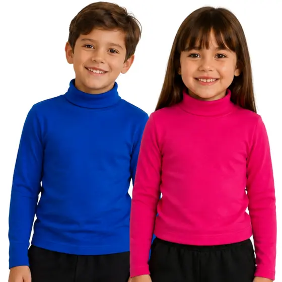 Manga Longa Infantil Gola Alta Cacharrel Roupa de Frio Quentinha Menino e Menina
