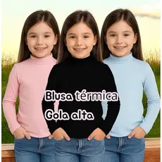 Kit 2 Blusa Térmica 100% algodão dao Infantil Segunda Pele Frio Inverno Menino Menina Cores Básicas