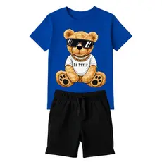 Conjunto Infantil/Juvenil Menino Masculino Premium 100% Algodão Estiloso Ursinho Verão