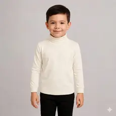 Roupa Para o Frio de Manga Longa Gola Alta de Criança Menino e Menina Inverno Roupa Termica