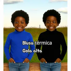 Kit com 2 Blusas térmica infantil manga longa gola alta térmica menino e menina básica esportes escola passeio