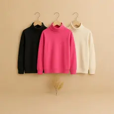 Kit 3 Peças Infantil Blusa Manga Longa Gola Alta Inverno de Menino e Menina