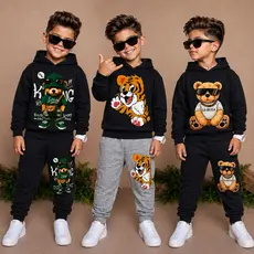 Conjunto de Moletom Infantil Feminino Masculino c/Capuz Agasalho de Menina e Menino 2 ao 12