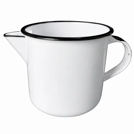 Caneca Leiteira Esmaltada com bico 1 litro Branca Fabricação Vela