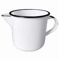 Caneca Leiteira Esmaltada com bico 1 litro Branca Fabricação Vela