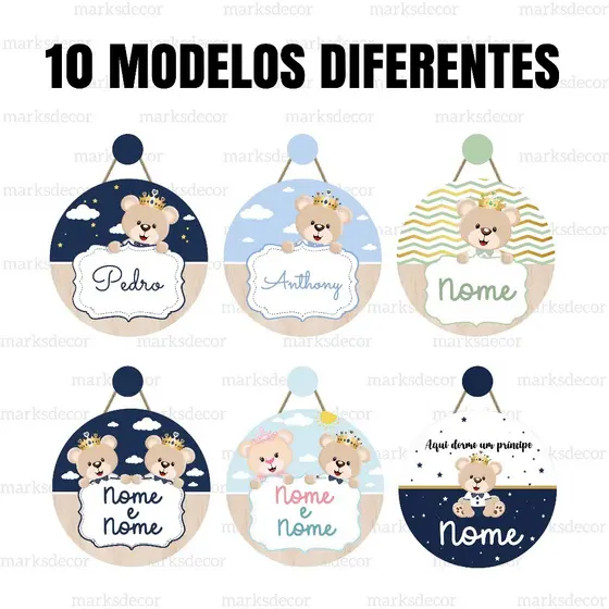 Enfeite De Porta Maternidade Ursinho Príncipe Quadro Decorativo Infantil Quarto Menino Ou Menina