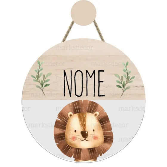 Enfeite Porta Maternidade Leão Safari Quadro Decorativo Infantil Quarto Menino