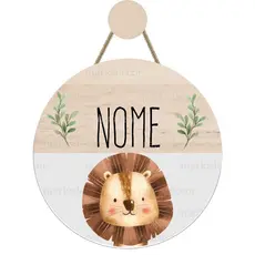 Enfeite Porta Maternidade Leão Safari Quadro Decorativo Infantil Quarto Menino