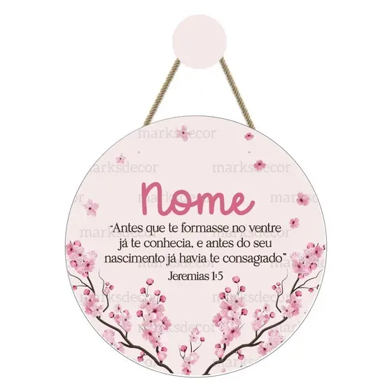 Enfeite Porta Maternidade Flores Cerejeira Jardim Encantado Quadro Decorativo Infantil Quarto Menina