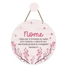Enfeite Porta Maternidade Flores Cerejeira Jardim Encantado Quadro Decorativo Infantil Quarto Menina