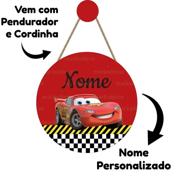 Enfeite Porta Maternidade Relâmpago McQueen Disney Quadro Decorativo Infantil Quarto Menino