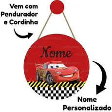 Enfeite Porta Maternidade Relâmpago McQueen Disney Quadro Decorativo Infantil Quarto Menino
