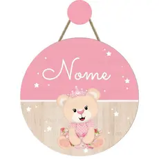 Enfeite Porta Maternidade Ursinha Princesa Quadro Decorativo Infantil Quarto Menina
