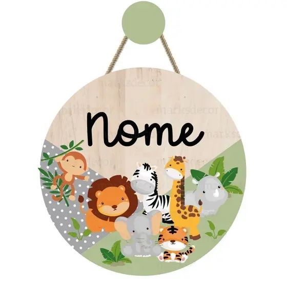 Enfeite Porta Maternidade Safari Animais Bichinhos Quadro Decorativo Infantil Quarto Menino