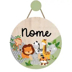 Enfeite Porta Maternidade Safari Animais Bichinhos Quadro Decorativo Infantil Quarto Menino