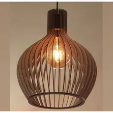 Luminária Pendente De Teto Grande De Madeira Sala Cozinha Varanda Cor Marrom - 1gmm