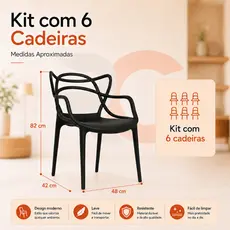 Kit 6 Cadeiras Empilháveis Minimalistas Para Ambientes Internos Externos