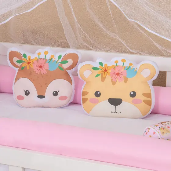 Almofada 2 Peças Decorativa Berço Menina para Bebe
