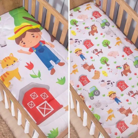 Edredom Dupla Face para Bebe Fazendinha