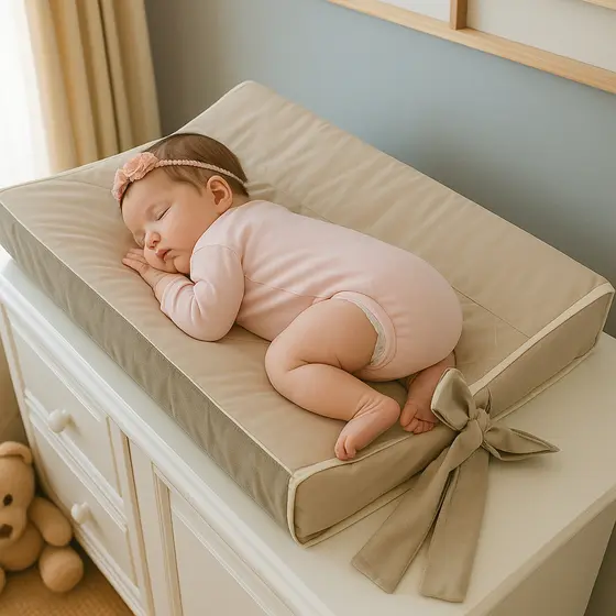Trocador Americano Anatomico De Comoda Para Bebe Pérola Palha para Bebe