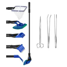 Kit Limpeza De Aquário Manutenção 5 Em 1 + Pinças + Tesoura