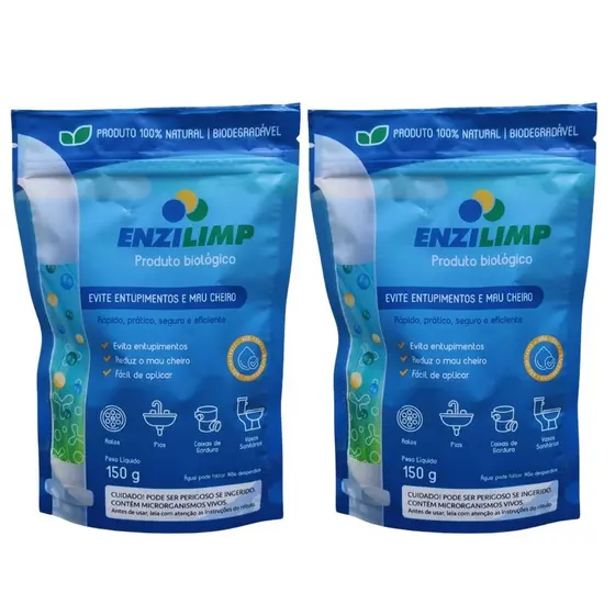 Kit Com 2 Enzlimp Desentupidor Biologico 150g