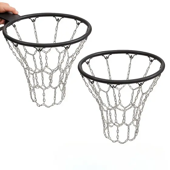 2 Redes De Aço Para Aro De Basquete Com Argolas De Encaixe - Tamanho Oficial