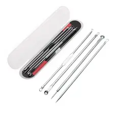 Kit Estojo com 4 Peças Removedor Extrator de Cravos e Espinhas - Limpeza de Pele