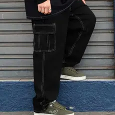 calça cargo sarja skate bolso lateral BAGGY