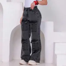 calça cargo wide leggin feminina 4 bolsos na frente