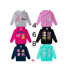 Moletom Infantil Feminino Menina Casaco Inverno com Capuz e Zíper Estampado Confortável