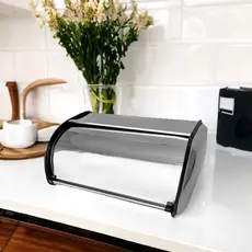 Porta Pão Inox Grande com Tampa de Mesa Pãozeira Organizador para Bolos Biscoitos Pão de Forma