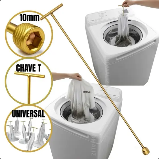 Chave de Máquina de Lavar Roupa T 10mm Longa e Curta Retirar Abrir Agitador Marcas Modelo Universal