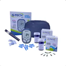 Medidor Glicose Diabete Gtech Kit Com 1 Aparelho 1 Caneta 110 Tiras 10 Lancetas Completo Original